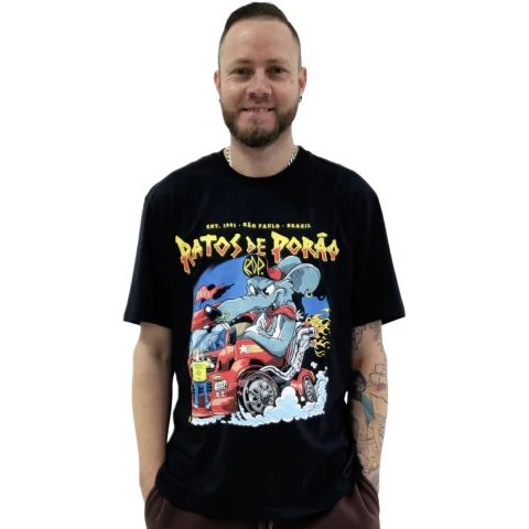 Camiseta Manga Curta Ratos de Porão Patriota Idiota