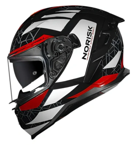 Capacete Norisk Strada II Evoque Preto Branco e Vermelho