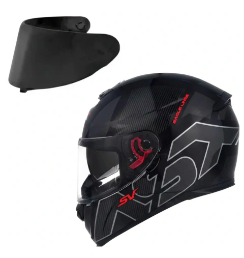 Capacete Asx Eagle Sv Lines C/Óculos Solar Interno + Viserira Fumê Extra