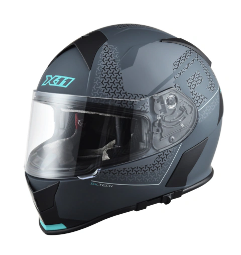 Capacete X11 Revo Vision Cinza/Acqua Fosco Com Óculos Interno