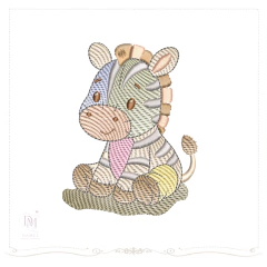 Matriz de Bordado Zebra Safári Patchwork (Pontos Leves)