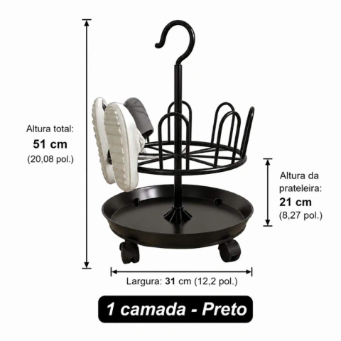 Suporte giratório para secar calçados com Bandeja Coletora - loja online