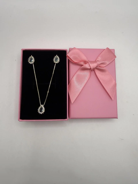 Conjunto linha Silver topázio azul gota