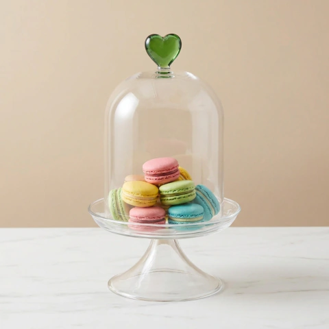 Mini Boleira Vidro Heart Verde