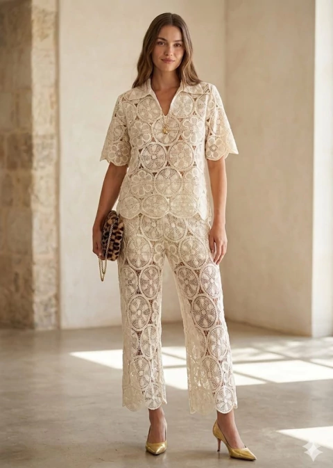 Conjunto Tricô Rendado - comprar online