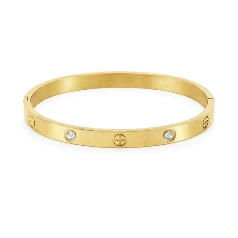 Bracelete Glamour com pedras dourado
