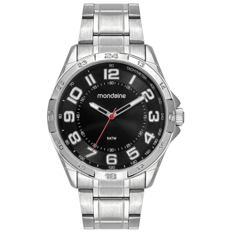 Relógio Masculino Analógico Mondaine Preto e Prata 33027G0MVNE2