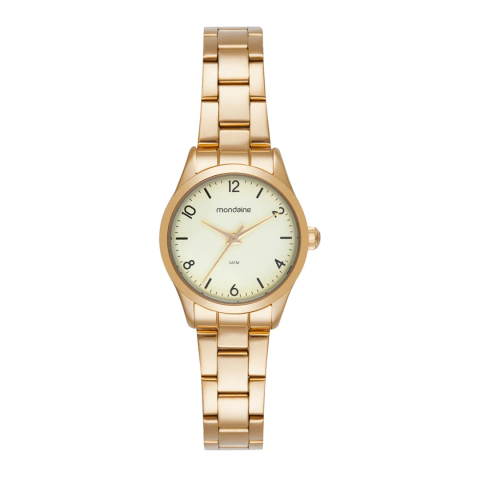 RELOGIO MONDAINE FEMININO DOURADO MOSTRADOR CHAMPAGNE ANALÓGICO 99825LPMVDE1