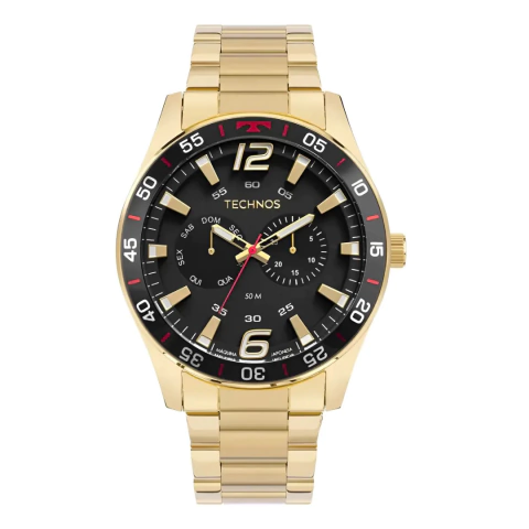 RELÓGIO TECHNOS MASCULINO RECER DOURADO 6P25BX/1P