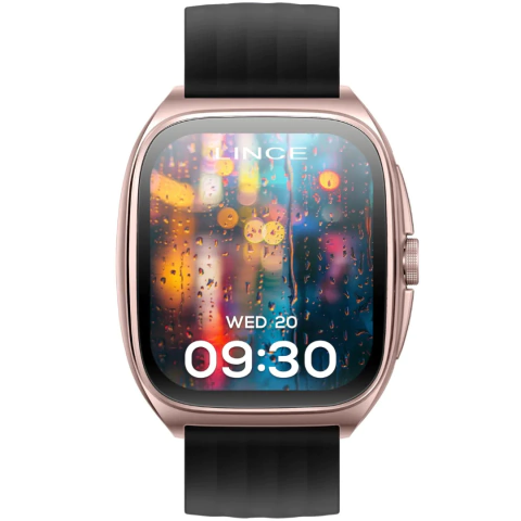 RELOGIO SMARWATCH LINCE FUSION PULSEIRA PRETA E CAIXA DOURADA ORIGINAL LSWUQPI003