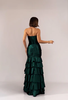 Vestido de Festa Longo Fashionista Casamento Saia em Camadas Madrinhas Formandas Convidadas com Fenda - comprar online