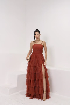 VESTIDO DE FESTA LONGO TULE SAIA EM CAMADAS FASHIONISTA SUCESSO DE VENDAS JOINVILLE