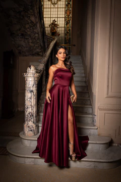 VESTIDO DE FESTA LONGO TOMARA QUE CAIA SAIA RODADA COM FENDA MONTANA - Confecção dos Vestidos