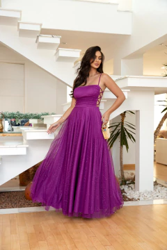 VESTIDO DE FESTA LONGO TULE COM BRILHO TENDÊNCIA TRANÇADO - Confecção dos Vestidos