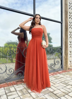 VESTIDO DE FESTA LONGO TULE COM BRILHO TENDÊNCIA TRANÇADO - loja online