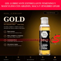 gel lubricante intimo estimulante unisex sextual gold fancy 80ml a base de agua con maca jengibre y l-arginina para potenciar ereccion, aumentar libido y mejorar el rendimiento sexual. sin aroma.