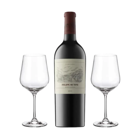 Set Felipe Rutini Blend 750 ml y 2 Copas Con Estuche