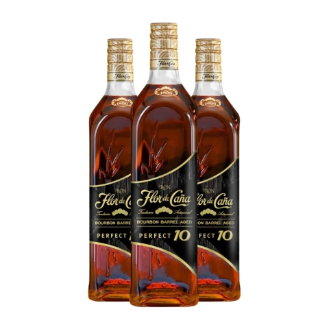 Flor de Caña 10 Años Bourbon Barrel Aged 1000 ml Caja x 3