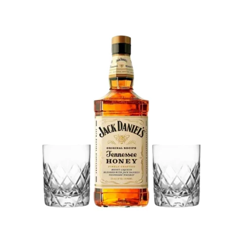 Set Whisky Jack Daniels Honey y 2 Vasos Con Estuche