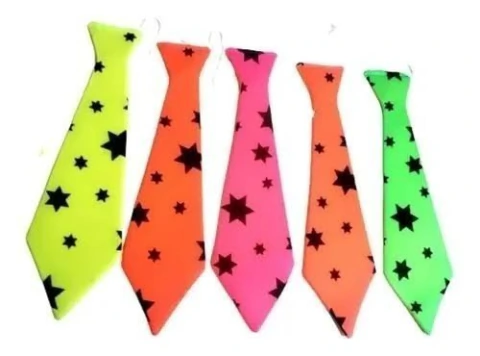CORBATAS TELA FLUOR CON ESTRELLAS