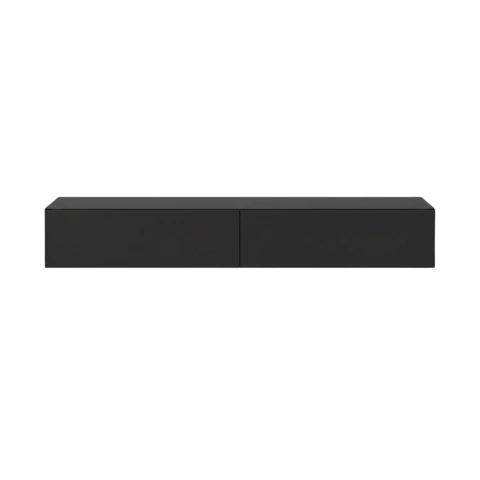 Rack Suspenso em MDF Preto 2 Portas com Puxador Cavado