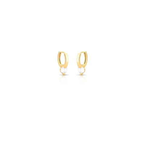 Brinco Argola Pedra Banho Dourado