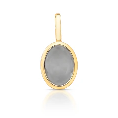 Pingente Com Fecho Pedra Oval Cristal Banho Dourado