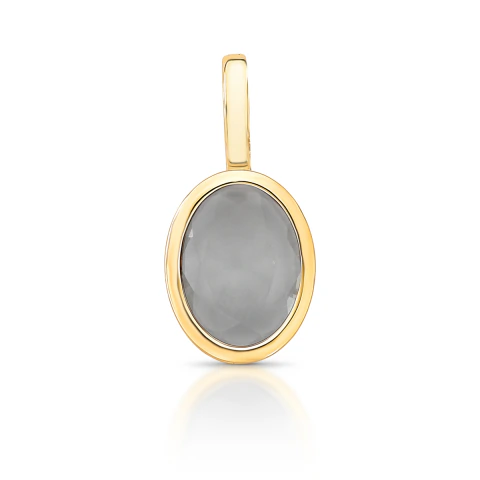 Pingente Com Fecho Pedra Oval Cristal Banho Dourado