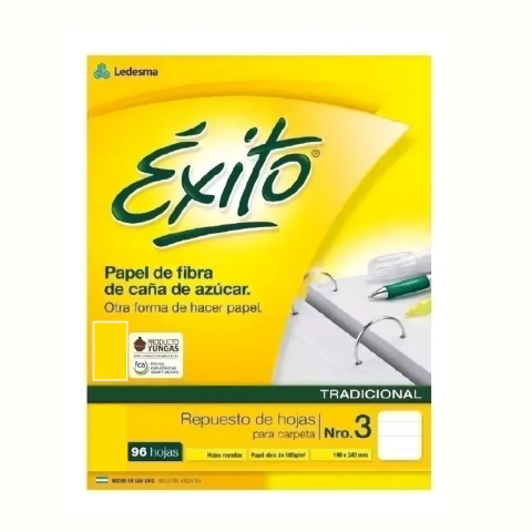 Repuesto Exito N°3 X 96 Hojas Rayado