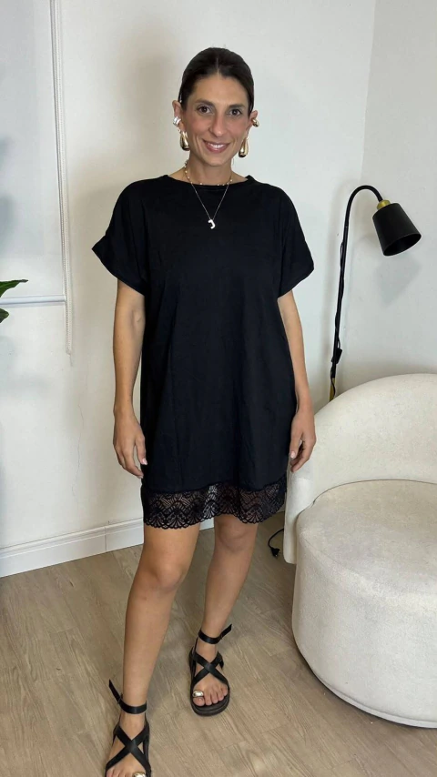 Vestido Max Tee com Renda