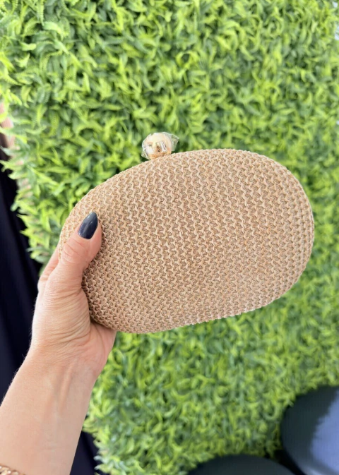Bolsa Clutch Oval Palha