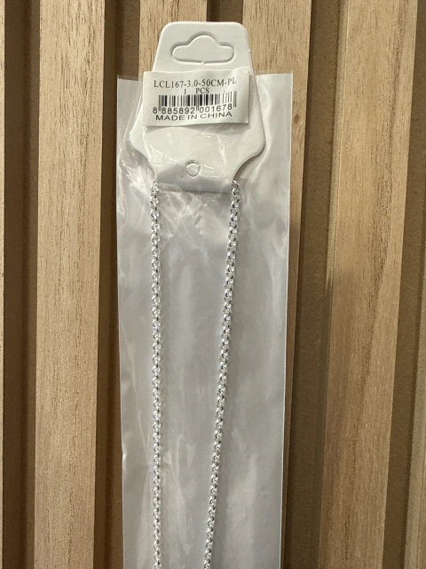 Cadena Plateada LCL167-3.0-50CM-PL