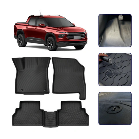 Tapete Bandeja 3D para Montana 2023 24 25 26 2027 com Bordas Elevadas - Linha Premium