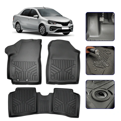 Tapete Bandeja 3D para Etios Sedan Todos os Anos com Bordas Elevadas - Linha Premium