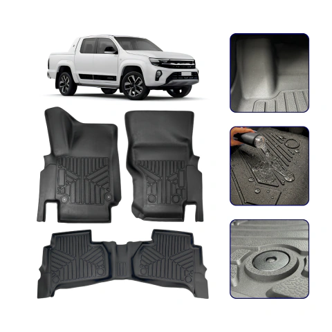 Tapete Bandeja 3D para Amarok Cabine Dupla Todos os Anos com Borda Elevada - Linha Premium