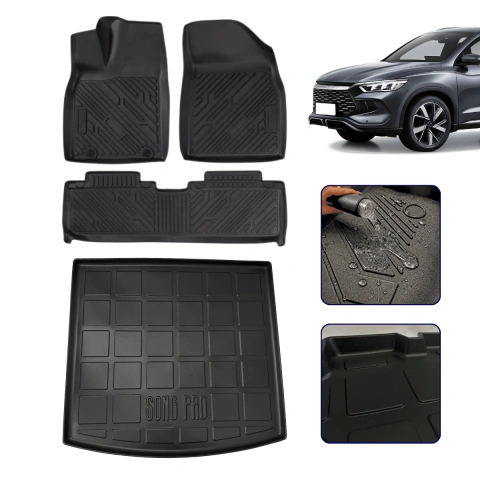 Kit Tapete Bandeja 3D + Protetor de Porta Malas para Song Plus - Linha Premium