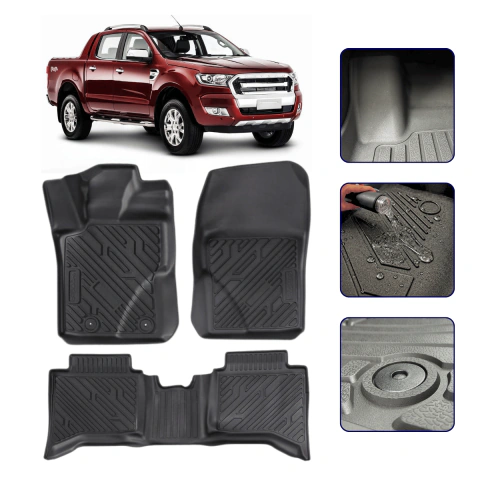 Tapete Bandeja 3D para Ranger 2018 19 20 21 2022 com Bordas Elevadas - Linha Premium