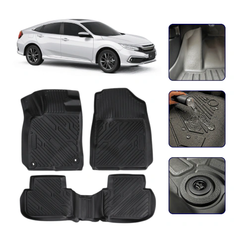 Tapete Bandeja 3D para Civic G11 2021 a 2026 com Bordas Elevadas - Linha Premium