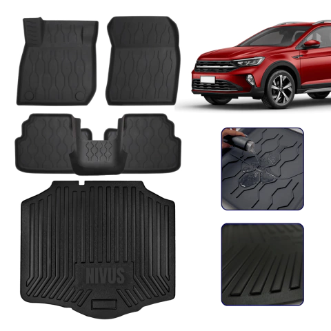 Kit Linha Premium - Tapete com Borda Elevada + Protetor de Porta Malas para Nivus Todos os Anos