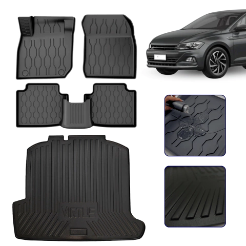Kit Linha Premium - Tapete com Borda Elevada + Protetor de Porta Malas para Virtus Todos os Anos