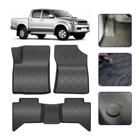 Tapete Bandeja 3D para Hilux Cabine Dupla 2005 a 2026 com Bordas Elevadas - Linha Premium