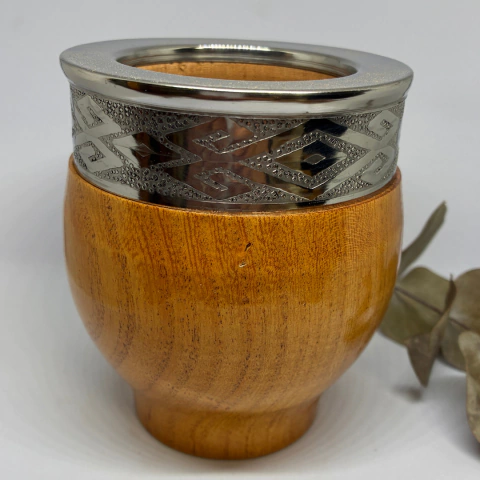 Mate Imperial de Algarrobo con Virola Labrada Full Brillo - comprar online