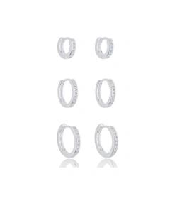 Trio argolas em zircônia - comprar online