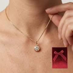 Colar Banhado a Ouro 18K Ponto de Luz 6mm + Caixa Presente - comprar online