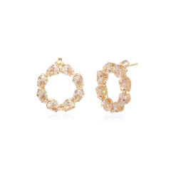 Brinco Banhado a Ouro 18K Círculo Cravejado Tradicional