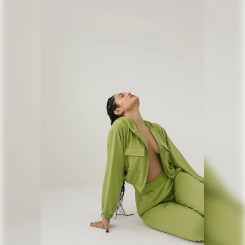 Casaco Oversized Cropped Modal Pistache