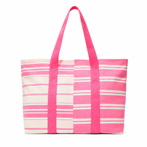 Bolsa Pink Rosa Com Listras