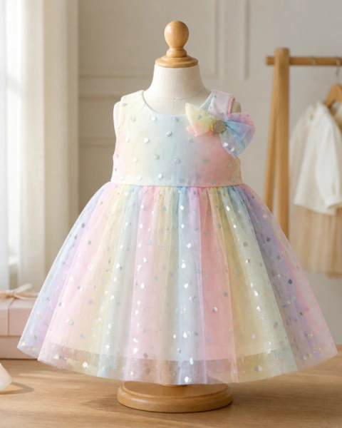 Vestido Infantil com Tule e Corações