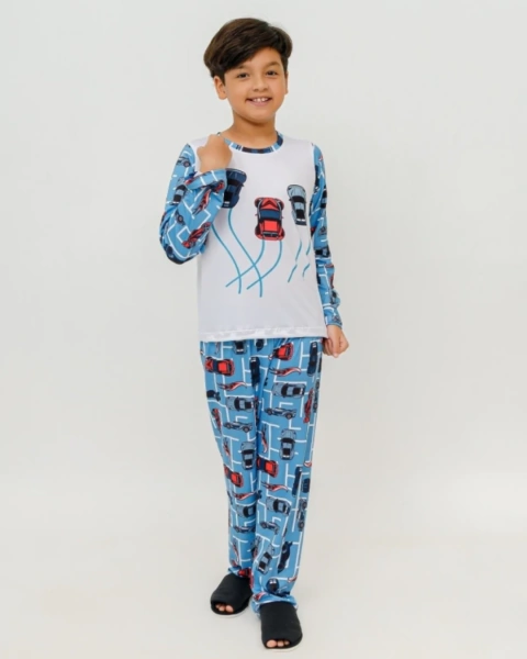 Pijama Infantil Manga Longa Hot Cars