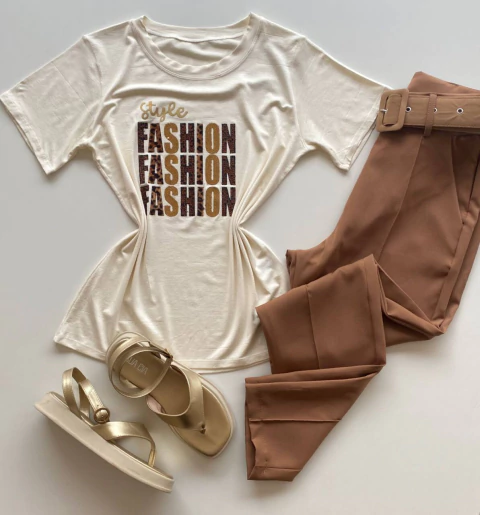 T-shirt Feminina Manga Curta Nude Style Fashion